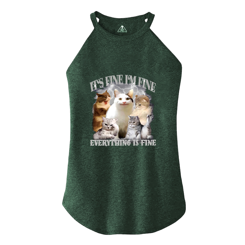 Tokyocanvas Everything Is Fine Cat Meme Cotton Tank