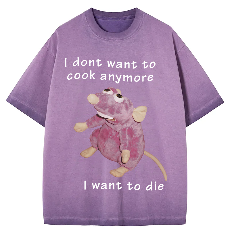 Tokyocanvas I Don't Want To Cook Anymore Gradient Washed T-Shirt