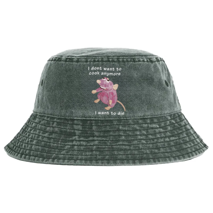 Tokyocanvas I Don't Want To Cook Anymore Washed Bucket Hat