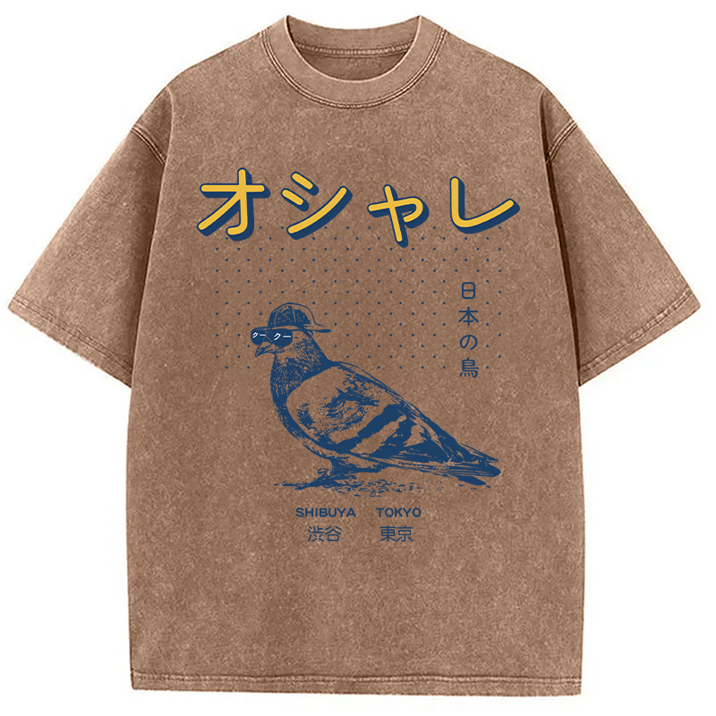 Tokyocanvas Punny Bird Harajuku Washed T-Shirt