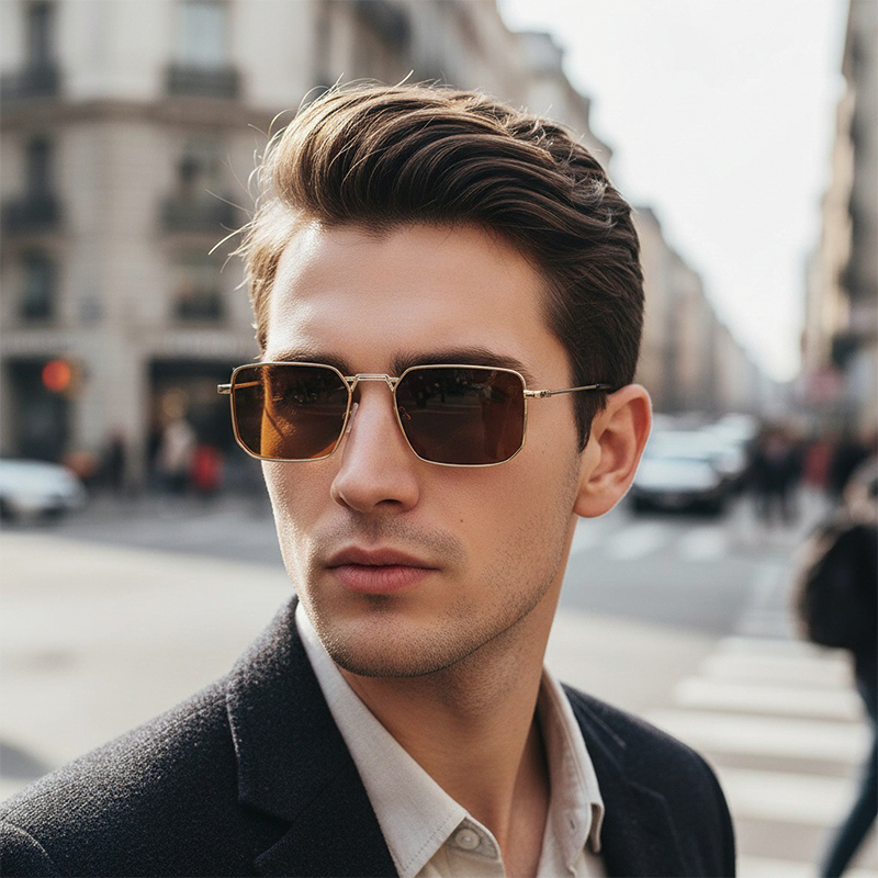 Tokyocanvas Square Brown Sunglasses