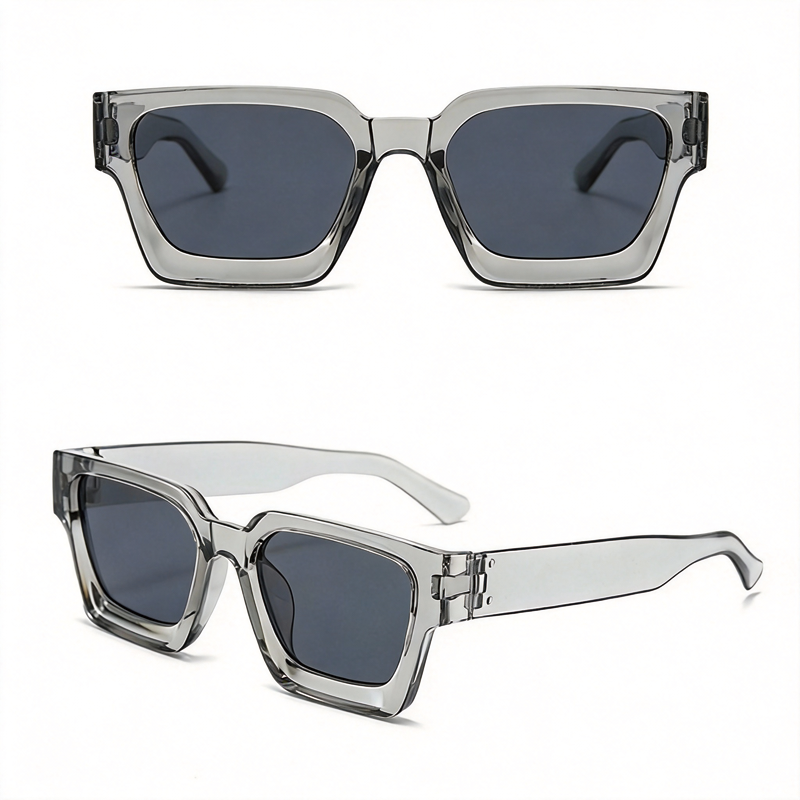 Tokyocanvas Thick-framed Translucent Gray Sunglasses