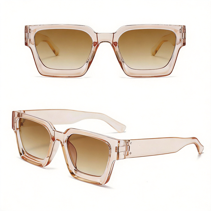 Tokyocanvas Thick-framed Translucent Tea Sunglasses