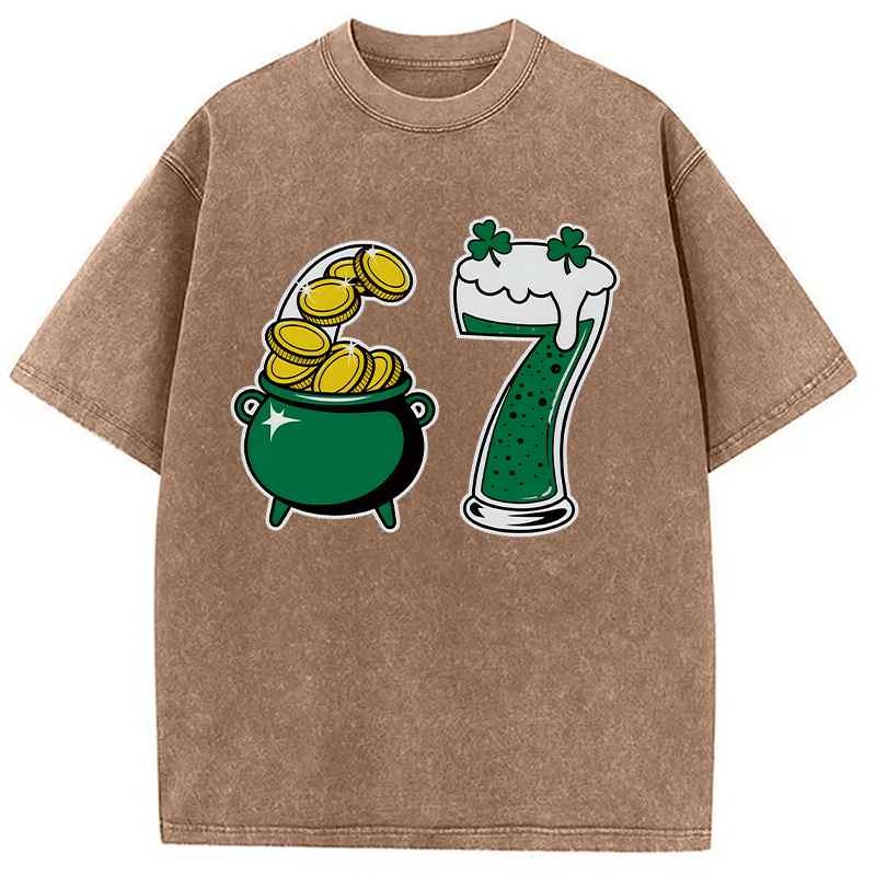 Tokyocanvas Funny 6 7 St Patricks Day Washed T-Shirt