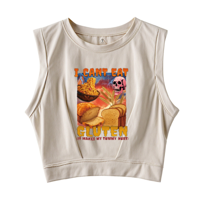 Tokyocanvas I Can't Eat Gluten Funny Meme Sleeveless Crop Top