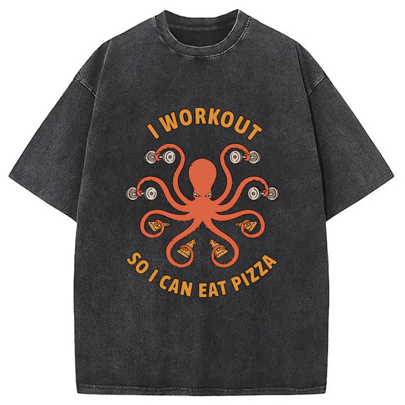 Tokyocanvas Octopus Exercising Washed T-Shirt