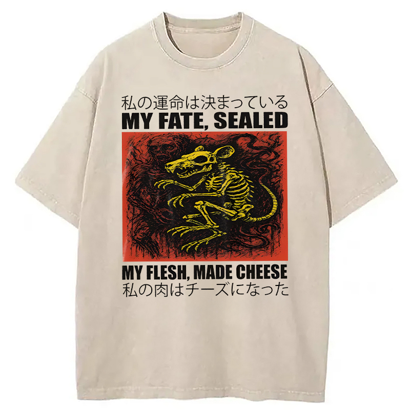Tokyocanvas My Fate Sealed My Flesh Made Cheese Funny Rat Washed T-Shirt