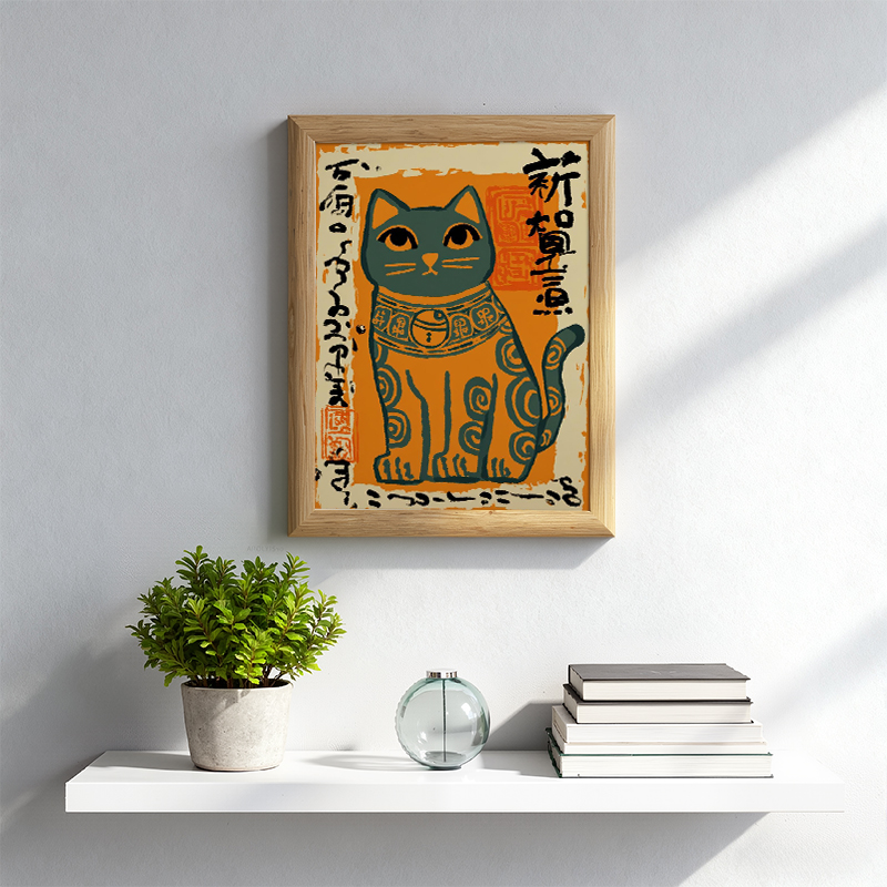 Tokyocanvas Lucky Cat Framed Art Print