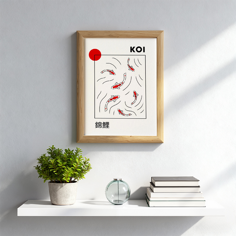 Tokyocanvas Japanese Koi Fish Framed Art Print