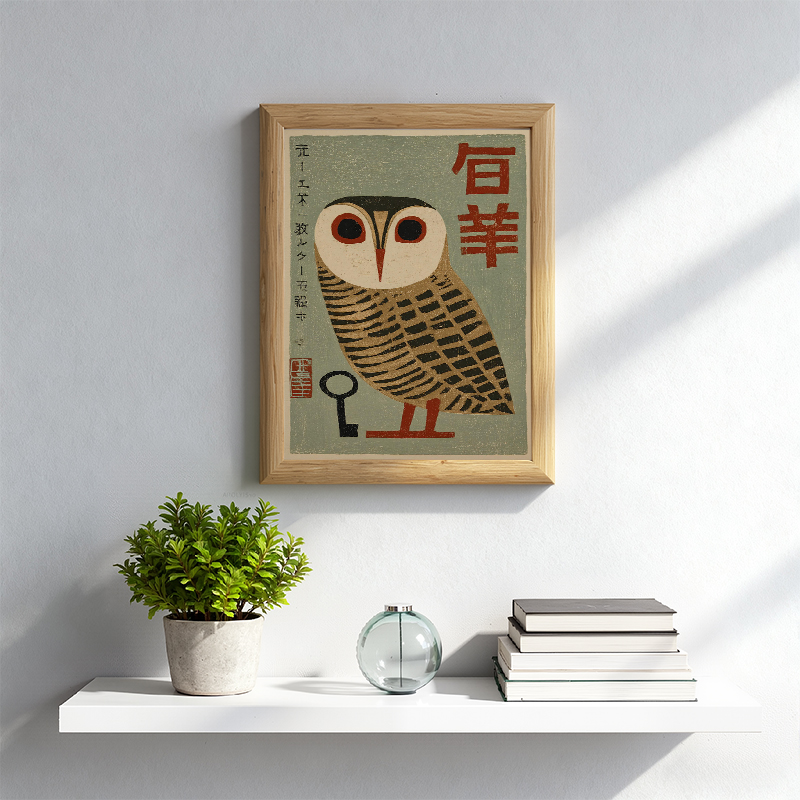 Tokyocanvas Japanese Owl Art Framed Art Print