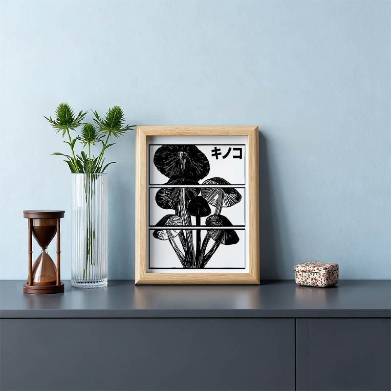 Tokyocanvas Japanese Mushrooms Framed Art Print