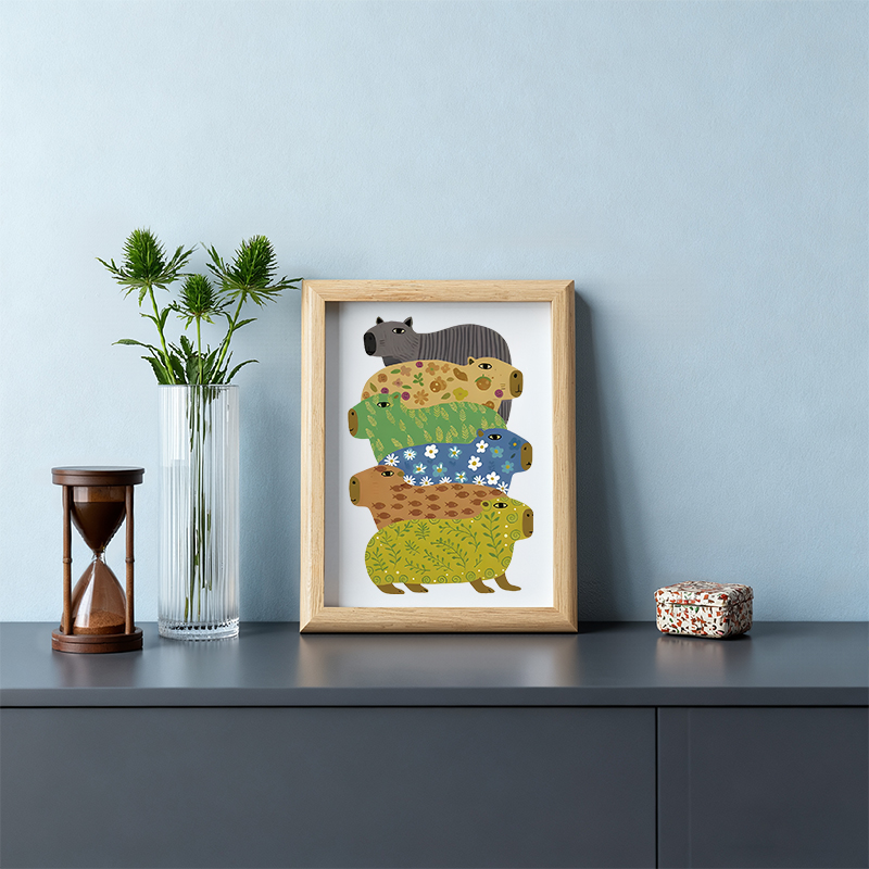Tokyocanvas Colorful Capybaras Framed Art Print