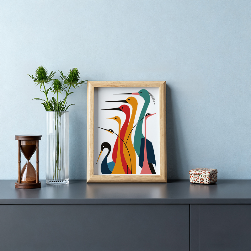 Tokyocanvas Various Types Of Cranes Framed Art Print