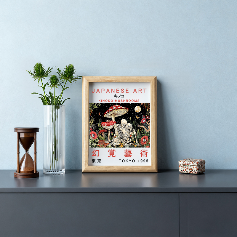 Tokyocanvas Skull Magic Mushrooms Framed Art Print