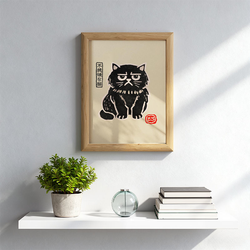 Tokyocanvas Grumpy Cat Framed Art Print