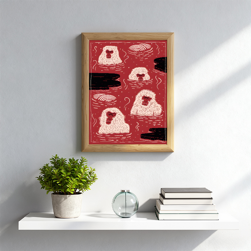 Tokyocanvas Japanese Snow Monkey Framed Art Print