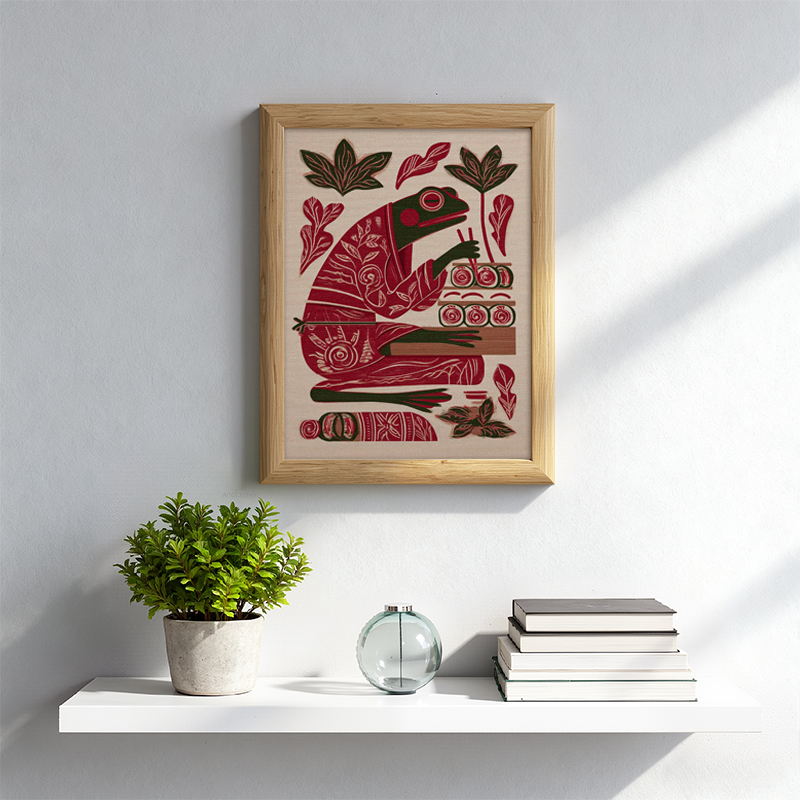 Tokyocanvas Frog Sushi Lover Framed Art Print