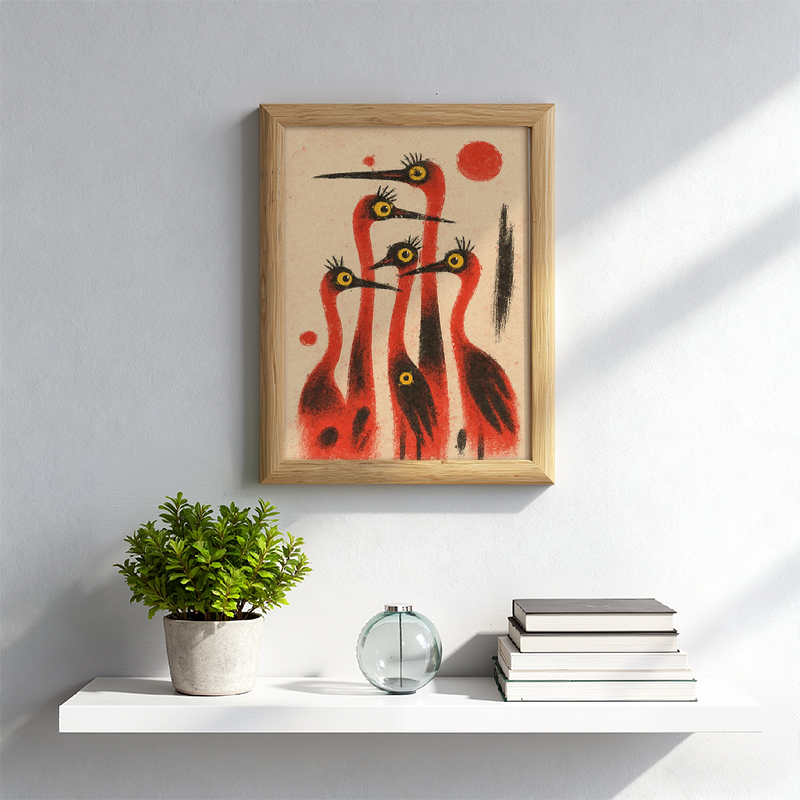Tokyocanvas Japanese Crane Framed Art Print
