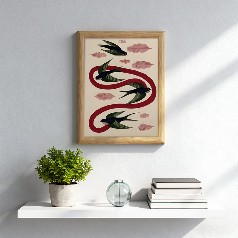 Tokyocanvas Swallows Return Framed Art Print