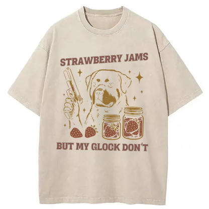 Tokyocanvas Strawberry Jams But Glock Don't Rottweiler Washed T-Shirt