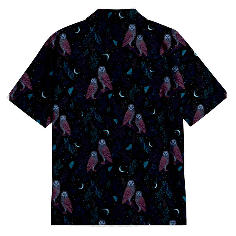 Tokyocanvas Episodic Owl Floral Button Up Pocket Shirt