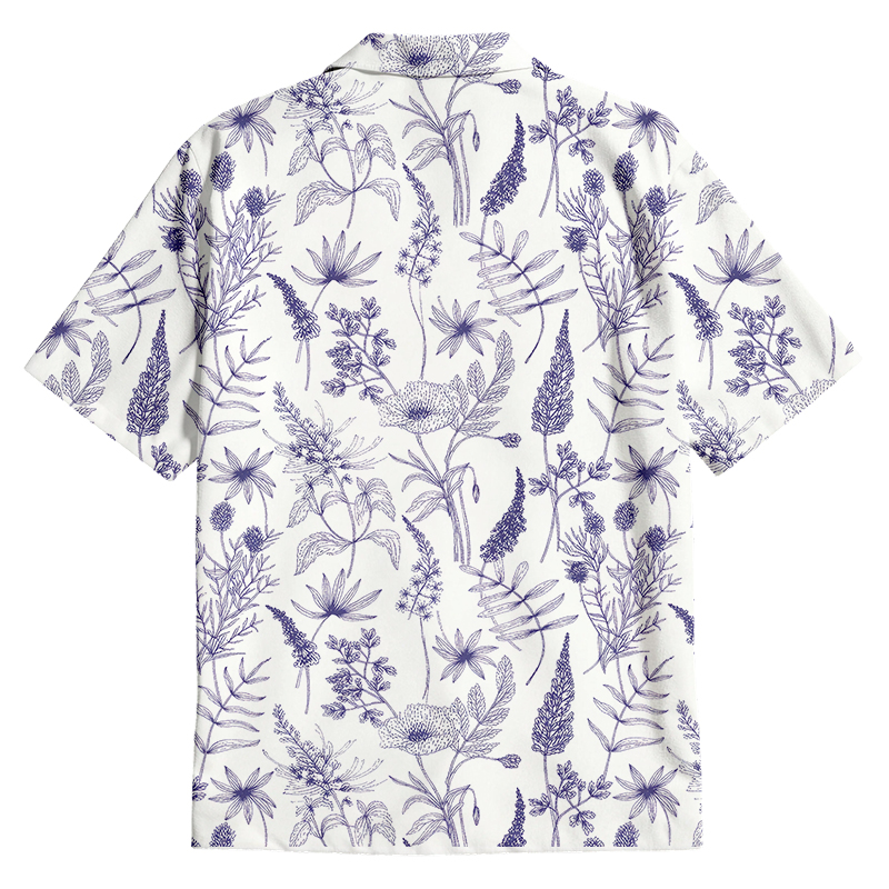 Tokyocanvas Simple Botany Flowers Button Up Pocket Shirt