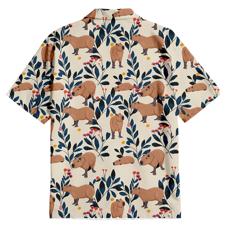 Tokyocanvas Capybara And Plants Button Up Pocket Shirt