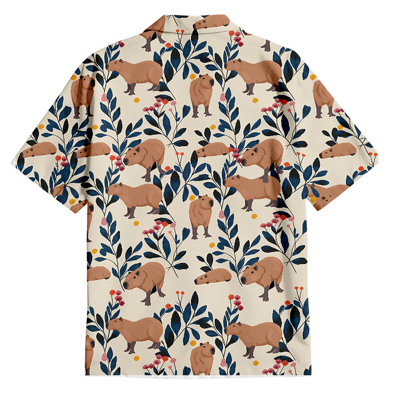 Tokyocanvas Capybara And Plants Button Up Pocket Shirt