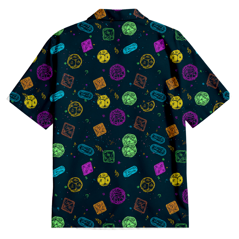 Tokyocanvas Colorful DND Dice RPG Button Up Pocket Shirt