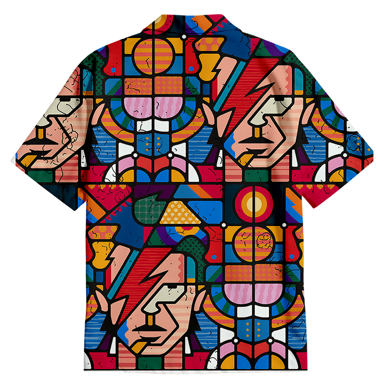 Tokyocanvas David Colorful Geometry Modern Art Button Up Pocket Shirt
