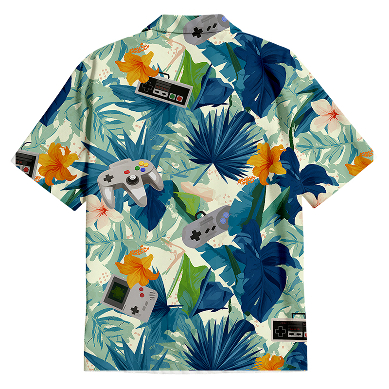 Tokyocanvas Hawaiian Tropicals & Retro Gamers Button Up Pocket Shirt