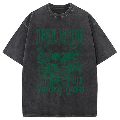 Tokyocanvas Dead Inside But Feeling Lucky Washed T-Shirt