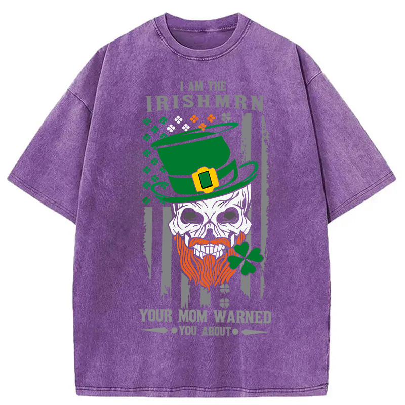 Tokyocanvas Clover Skull St. Patrick's Day Washed T-Shirt