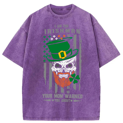 Tokyocanvas Clover Skull St. Patrick's Day Washed T-Shirt