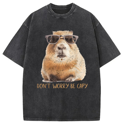 Tokyocanvas Don't Worry Be Capy Capybara Washed T-Shirt