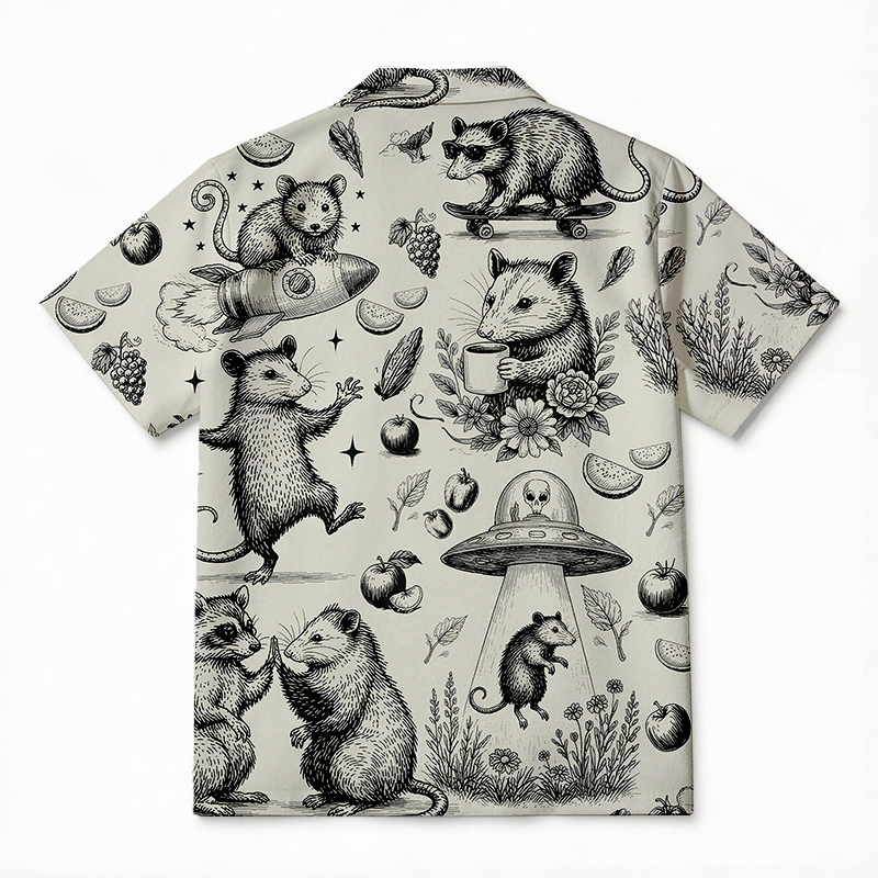Tokyocanvas Funny Opossum Hawaiian Shirt