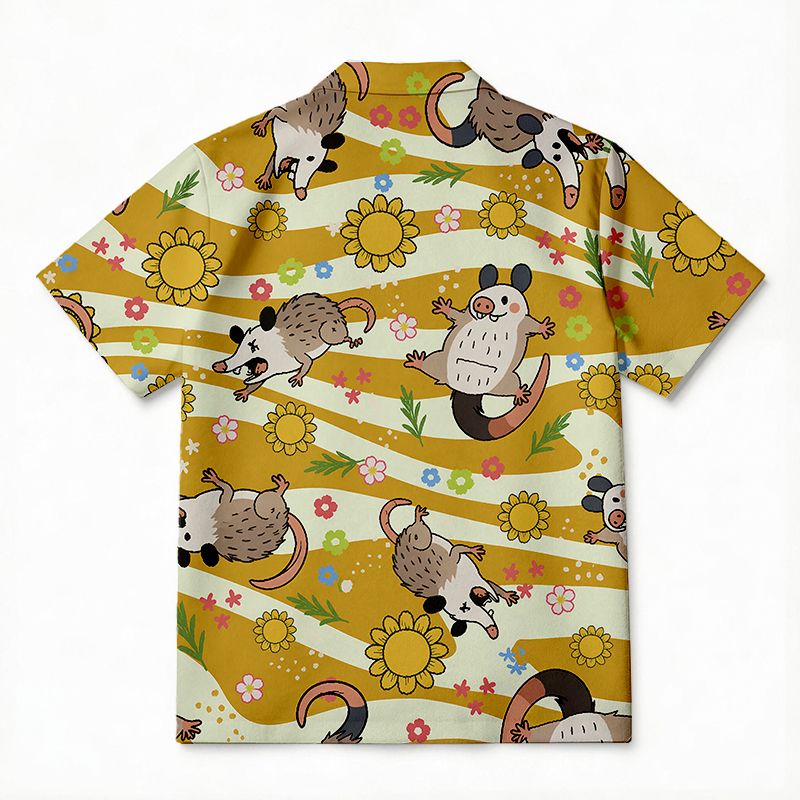 Tokyocanvas Sunflower Possum Hawaiian Shirt
