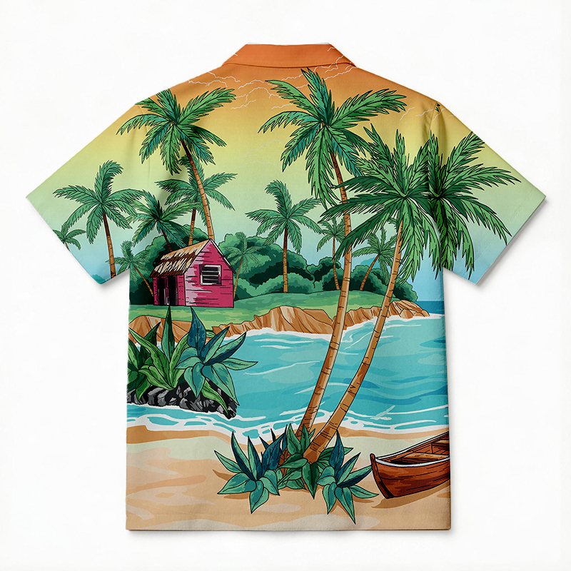Tokyocanvas Tropical Paradise Hut Hawaiian Shirt