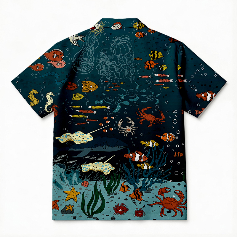 Tokyocanvas Blue Ocean Hawaiian Shirt
