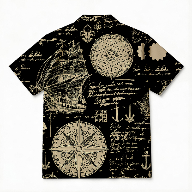 Tokyocanvas Mystic Compass Map Hawaiian Shirt