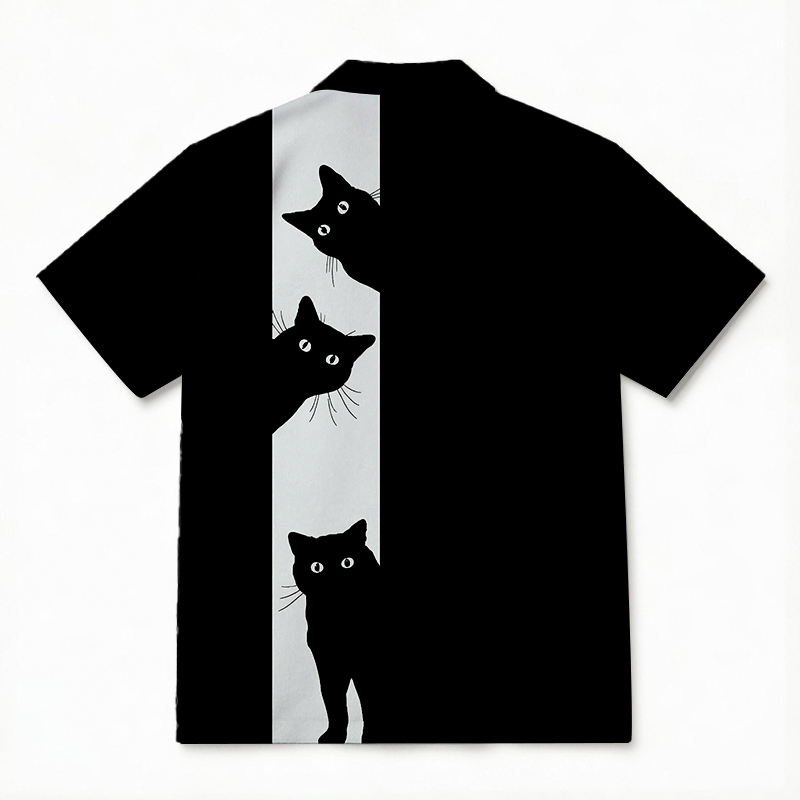 Tokyocanvas Black Cat Hawaiian Shirt