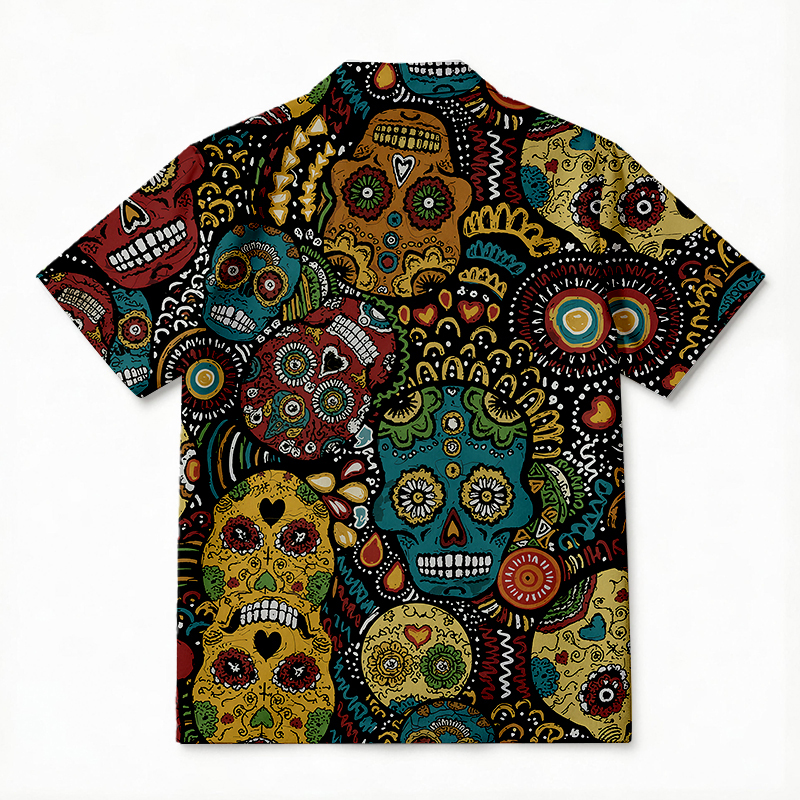 Tokyocanvas Sugar Skull Fiesta Hawaiian Shirt