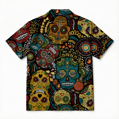 Tokyocanvas Sugar Skull Fiesta Hawaiian Shirt