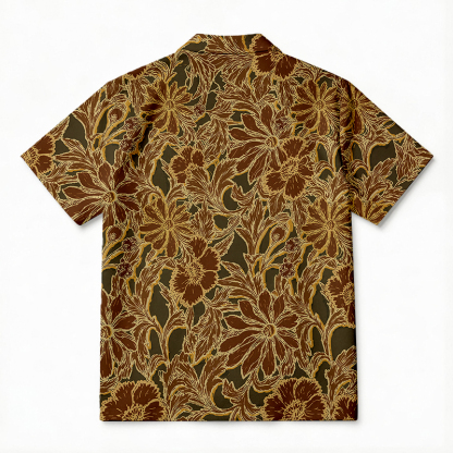 Tokyocanvas Batik Golden Bloom Hawaiian Shirt