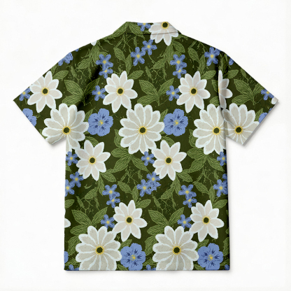 Tokyocanvas Olive Floral Hawaiian Shirt
