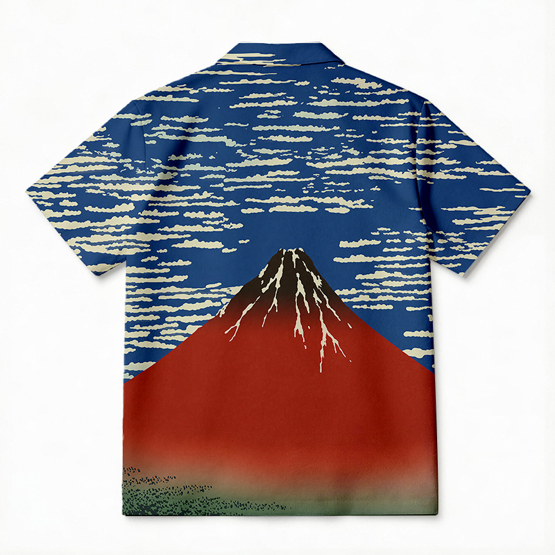 Tokyocanvas Red Fuji Japanese Hawaiian Shirt
