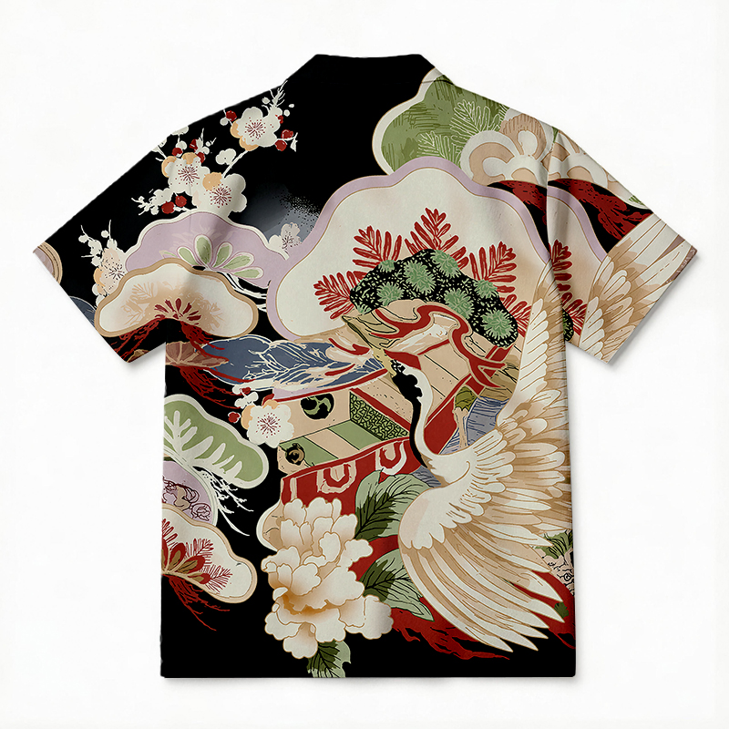 Tokyocanvas Crane Ship Hawaiian Shirt