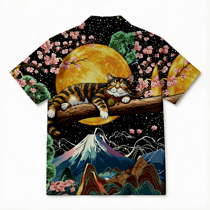 Tokyocanvas Moon Cat Hawaiian Shirt