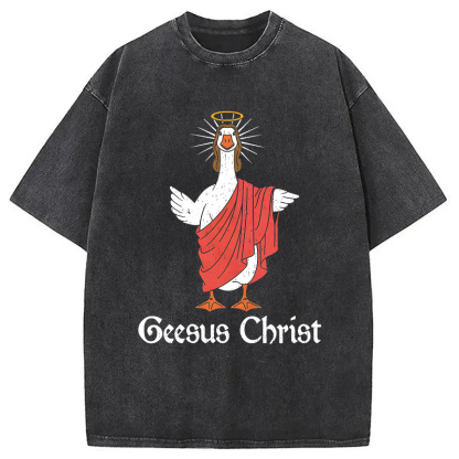Tokyocanvas Geesus Christ Funny Washed T-Shirt