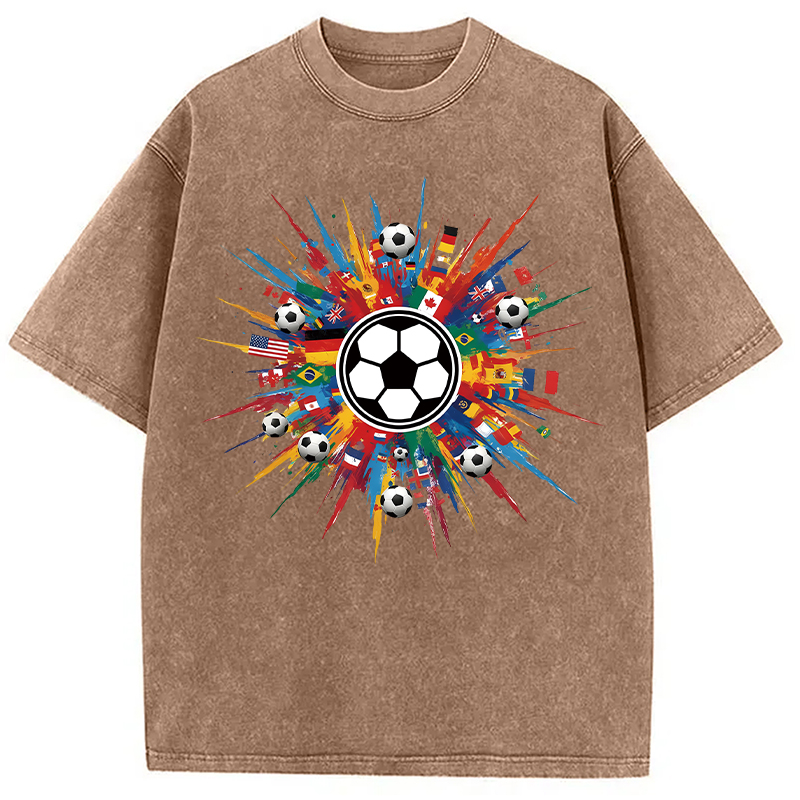 Tokyocanvas International Soccer Flags Washed T-Shirt